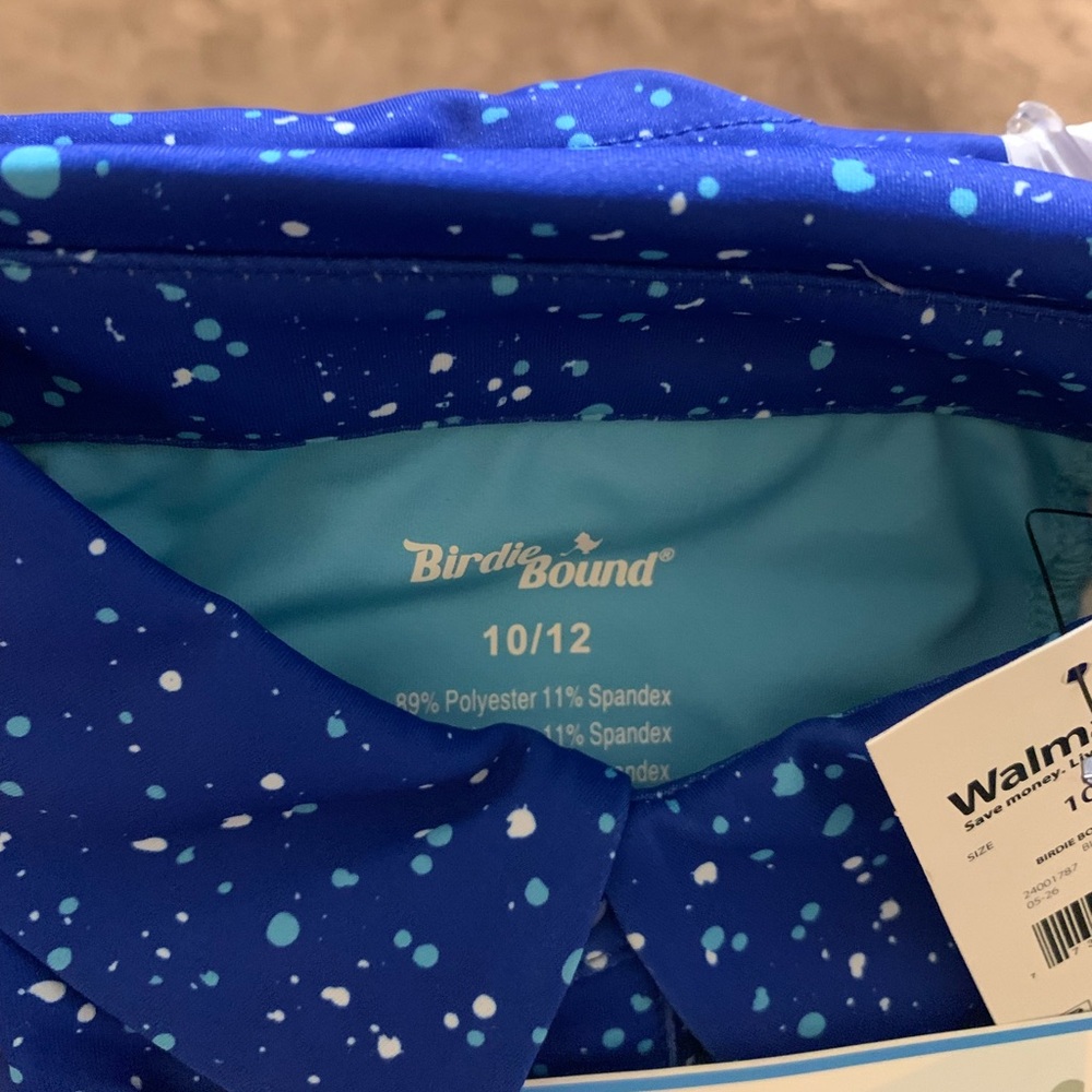 Birdie Bound Blue Speckled Shirt Brand New With Tags UV Protection.